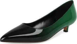 Eldof Women's Low Heel Pumps Pointed Toe Kitten Heels Slip on Comfort Pumps 1.4 Inches for Dress Party Office