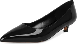Eldof Women's Low Heel Pumps Pointed Toe Kitten Heels Slip on Comfort Pumps 1.4 Inches for Dress Party Office