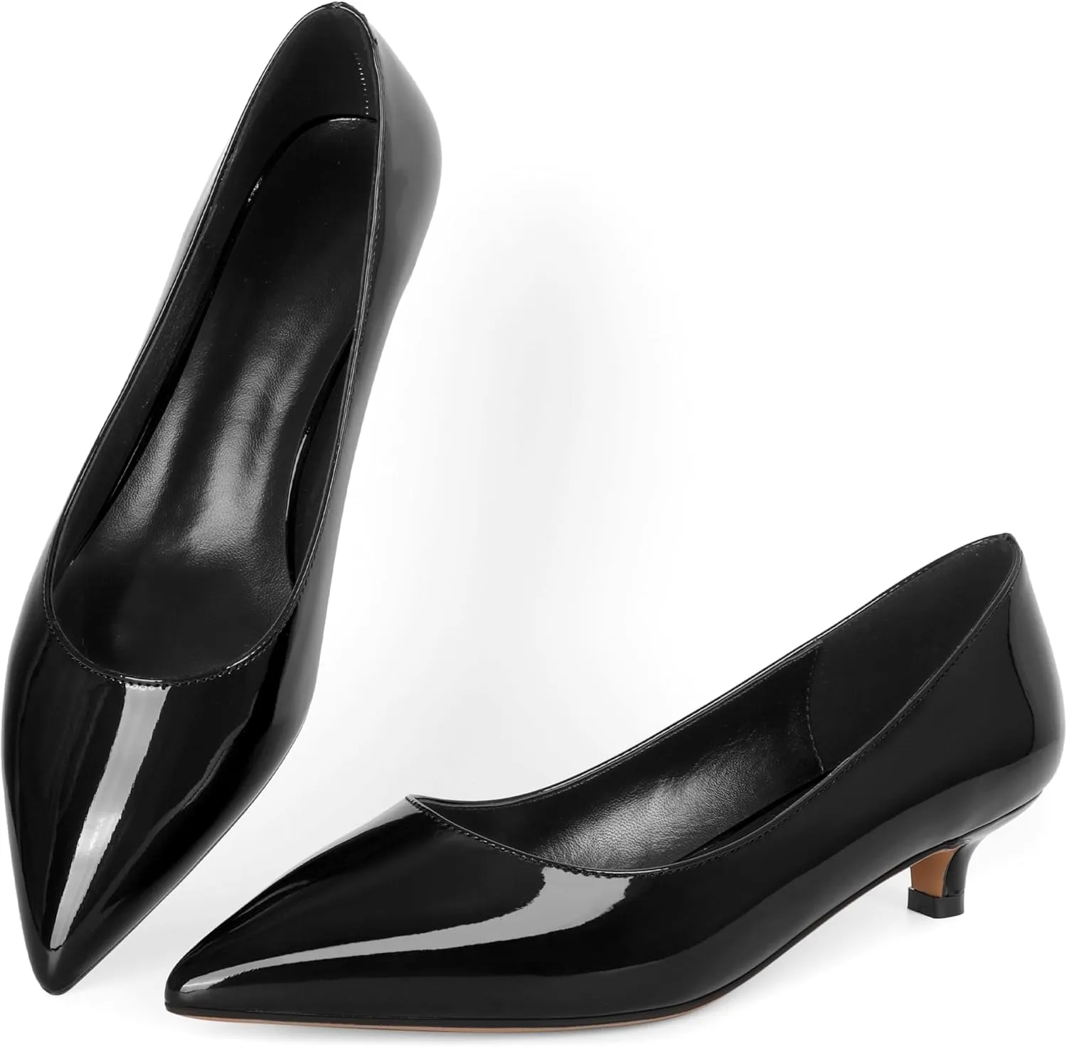 Eldof Women's Low Heel Pumps Pointed Toe Kitten Heels Slip on Comfort Pumps 1.4 Inches for Dress Party Office