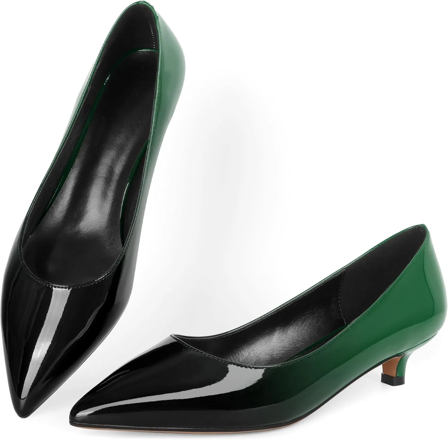 Eldof Women's Low Heel Pumps Pointed Toe Kitten Heels Slip on Comfort Pumps 1.4 Inches for Dress Party Office