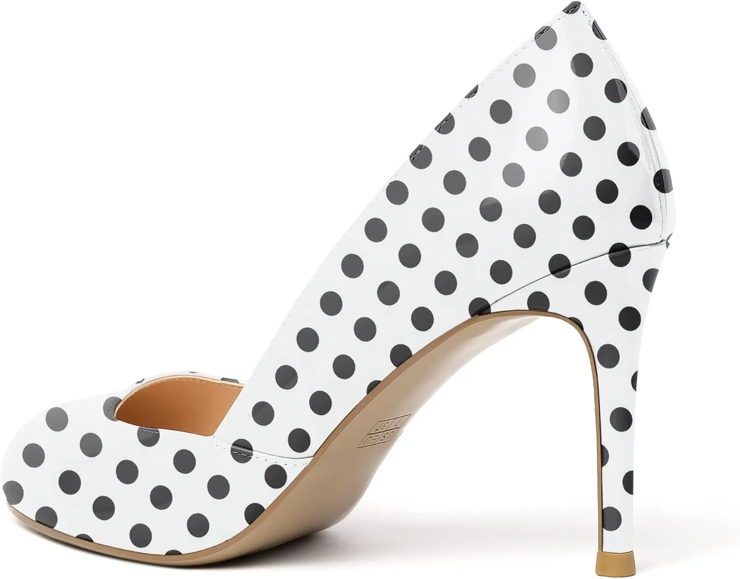 Eldof Women's Round Toe Slip On 3.4 Inch High Heels Cut Out D'Orsay Pumps for Casual Dress Office