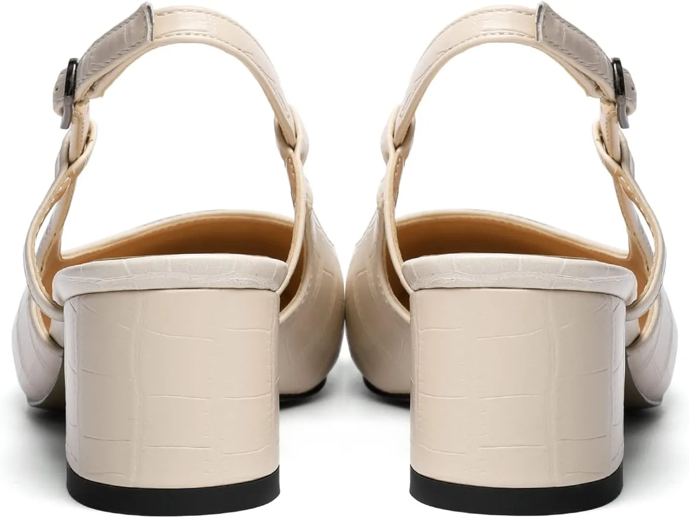 Eldof Women's Slingback Heels Block Pumps Shoes with Square Toe Slip on Heels 2 Inches for Casual Work Daily Life Party