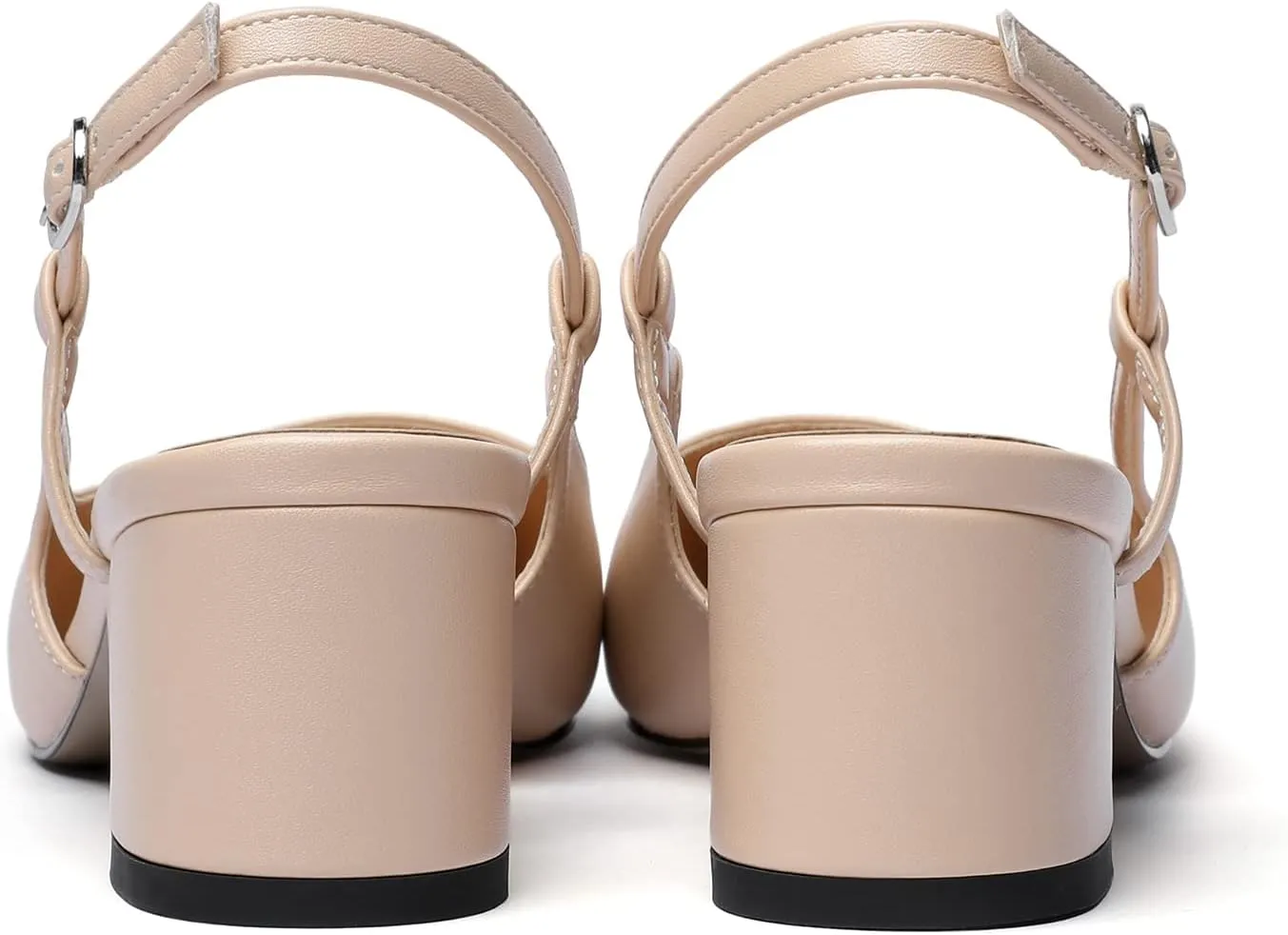 Eldof Women's Slingback Heels Block Pumps Shoes with Square Toe Slip on Heels 2 Inches for Casual Work Daily Life Party