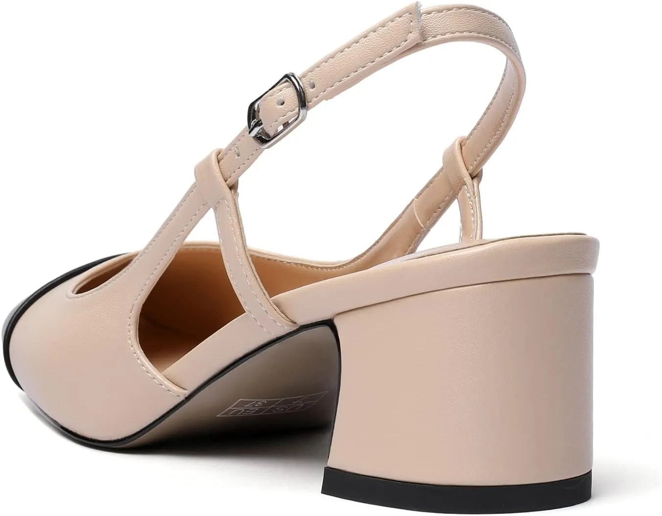 Eldof Women's Slingback Heels Block Pumps Shoes with Square Toe Slip on Heels 2 Inches for Casual Work Daily Life Party