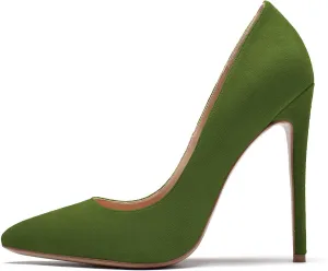 Eldof Women's Stilettos High Heels Slip On Pointed Closed Toe Classic Wedding Party Dressy Pumps 4.7 Inches