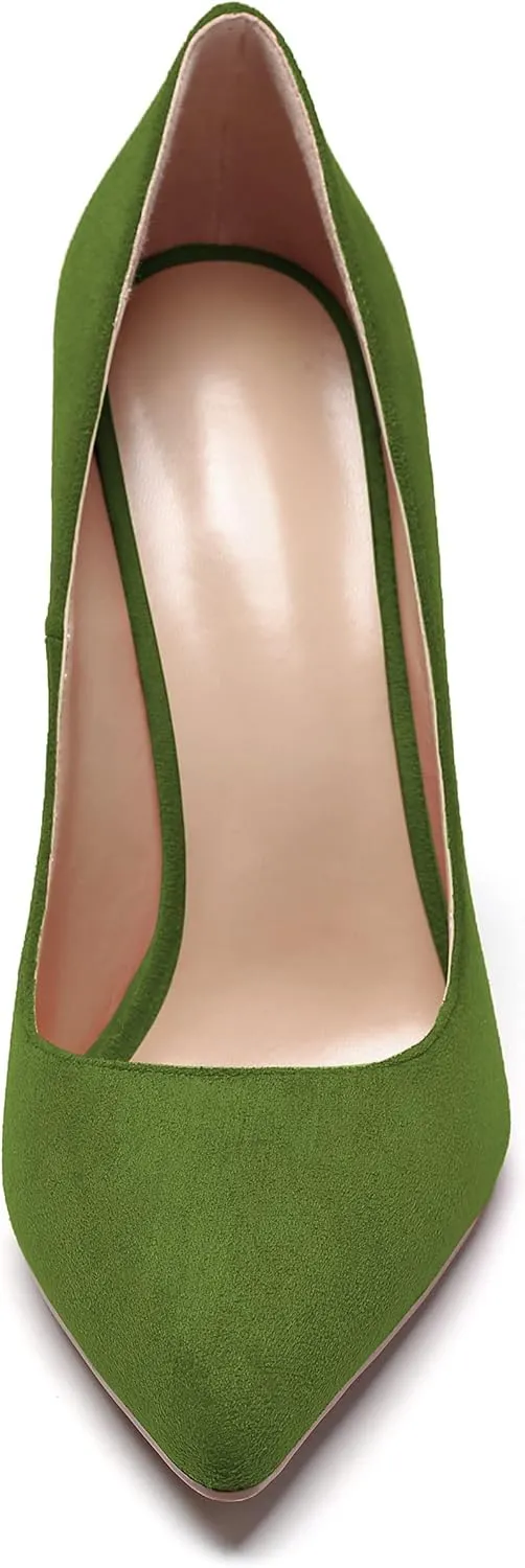 Eldof Women's Stilettos High Heels Slip On Pointed Closed Toe Classic Wedding Party Dressy Pumps 4.7 Inches