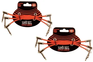 Ernie Ball Flat Ribbon Patch Cable Set 3x2 Length 6 Inch in RED P06402 - Pack of 2