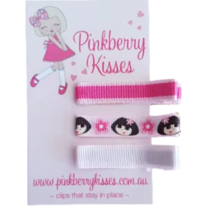 Everyday Non Slip Hair Clip Set - Dora on pink
