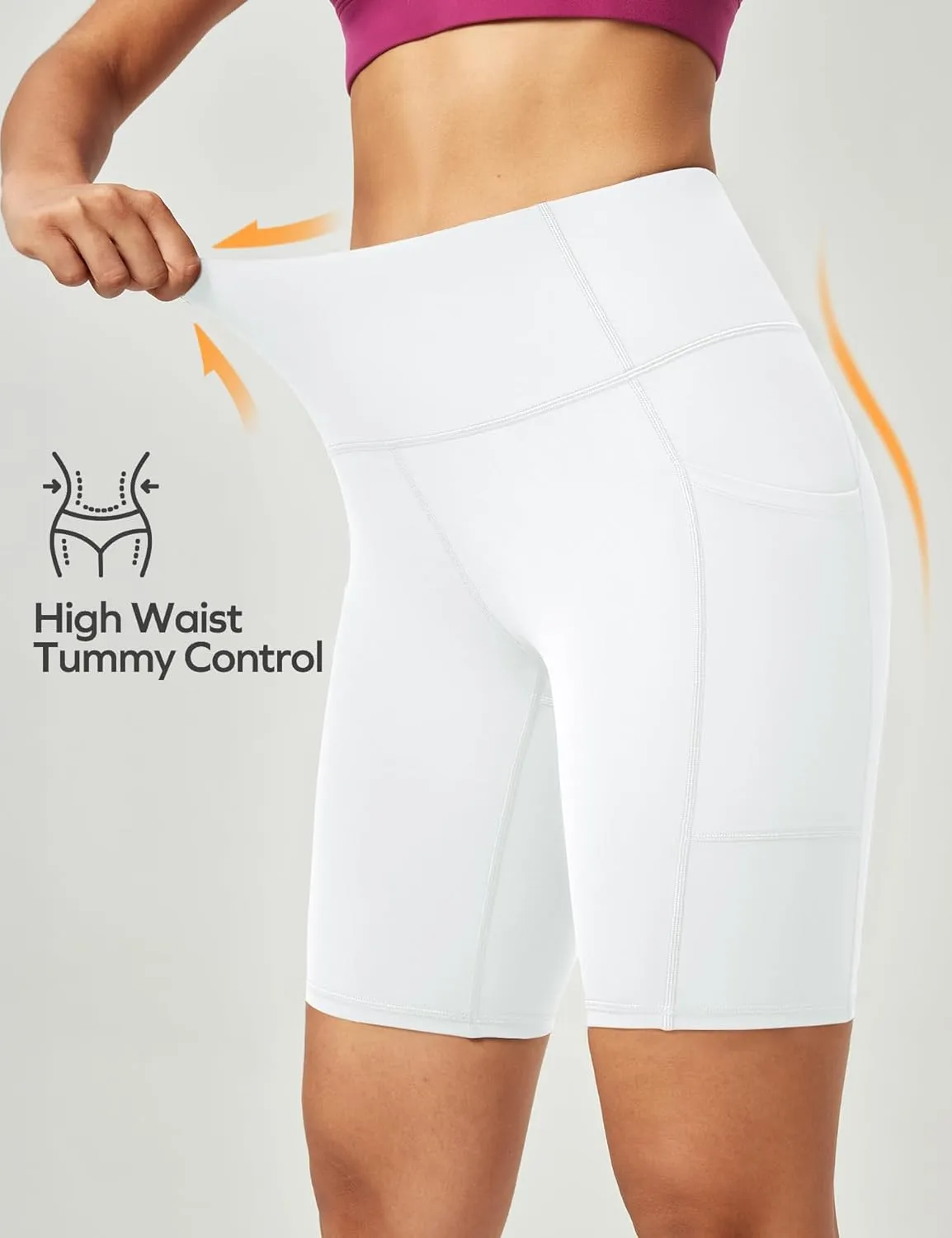 Ewedoos Biker Shorts Women Tummy Control Workout Shorts with 3 Pockets High Waisted Compression Gym Running Yoga Shorts Women
