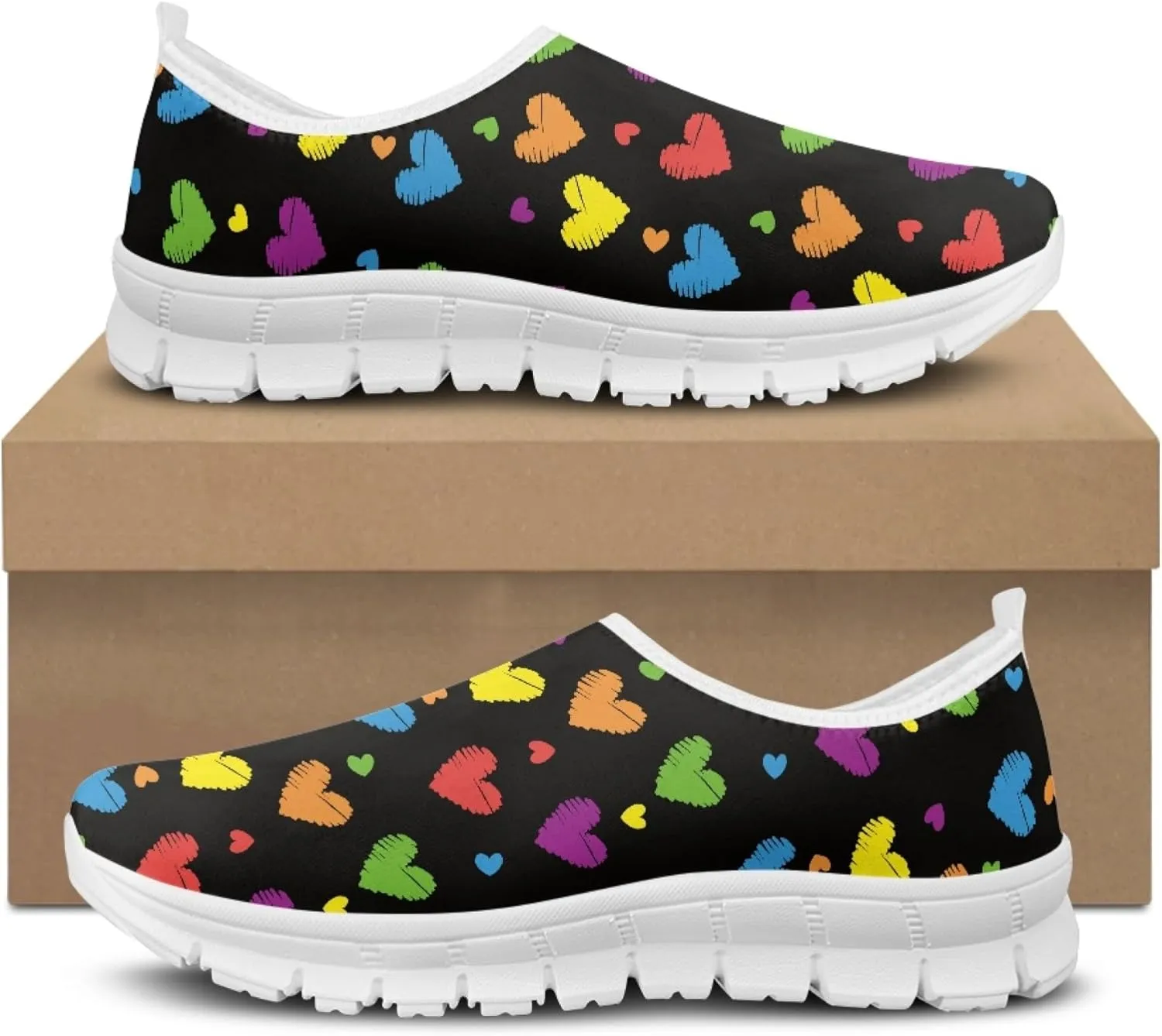 Fashion Design Walking Shoes for Women Comfort Slip on Casual Sneakers Size 5-10.5