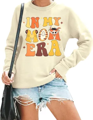 FAYALEQ Mama Sweatshirt Women In My Mom Era Shirt Mama Crewneck Pullover Funny Mom Long Sleeve Tops