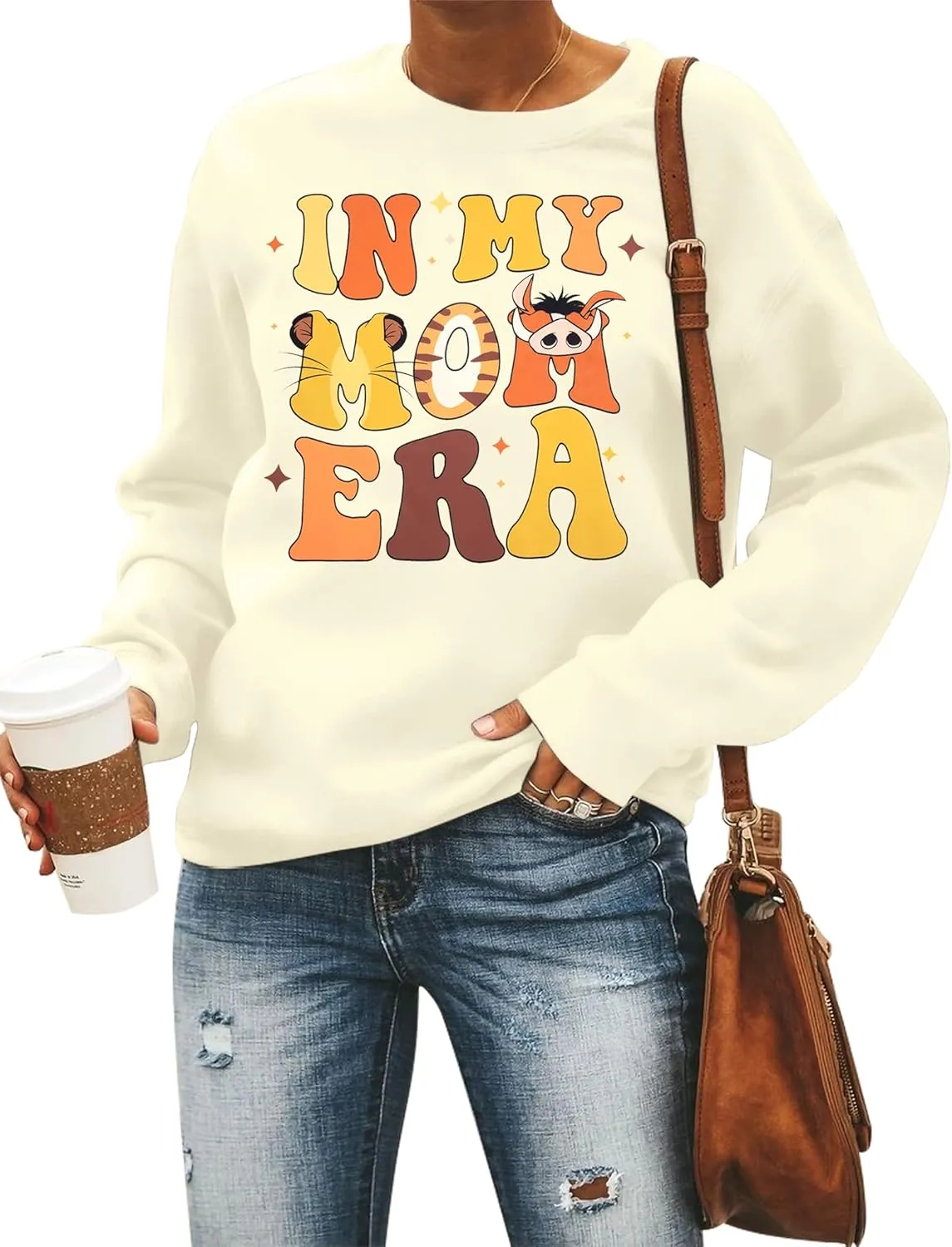 FAYALEQ Mama Sweatshirt Women In My Mom Era Shirt Mama Crewneck Pullover Funny Mom Long Sleeve Tops
