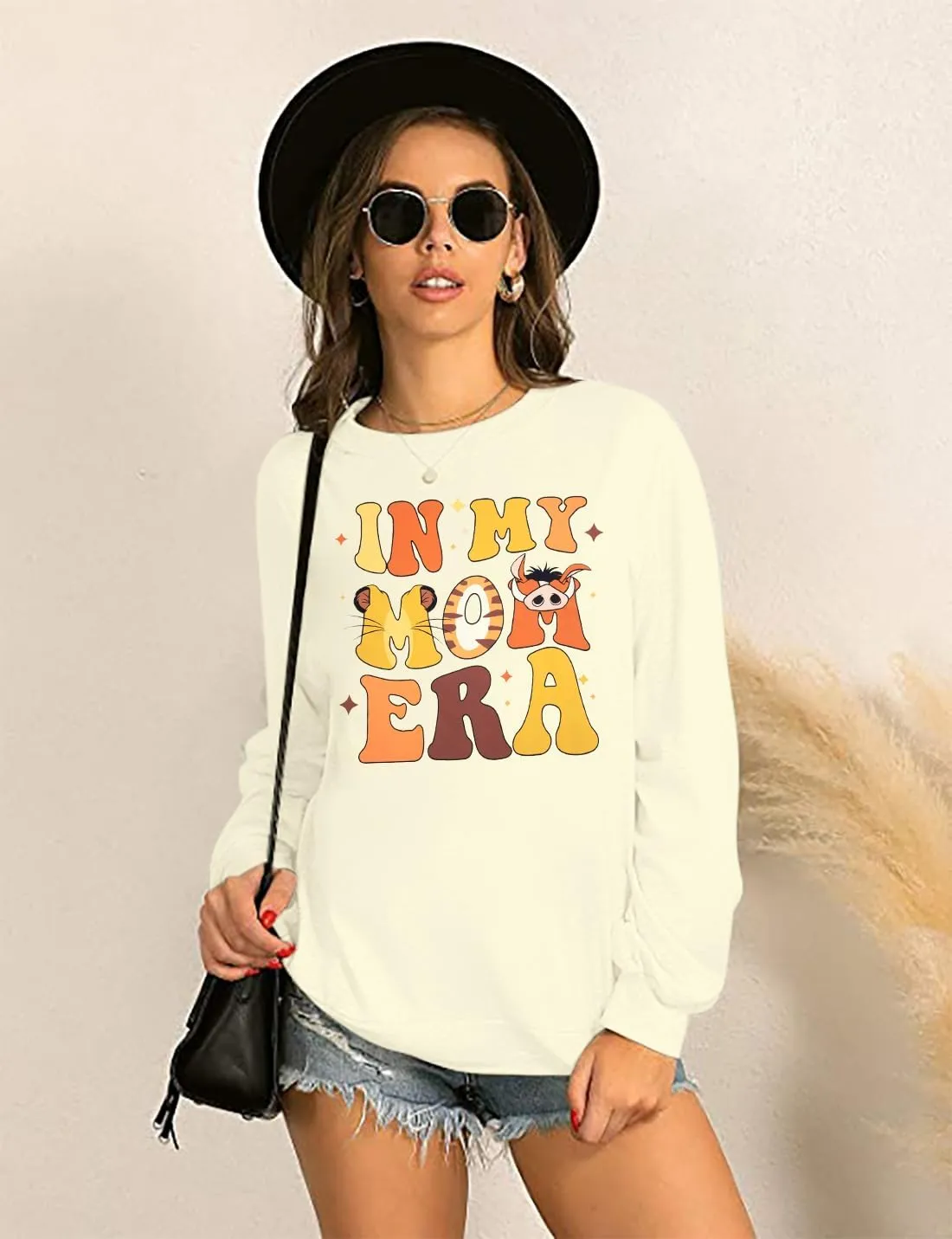 FAYALEQ Mama Sweatshirt Women In My Mom Era Shirt Mama Crewneck Pullover Funny Mom Long Sleeve Tops
