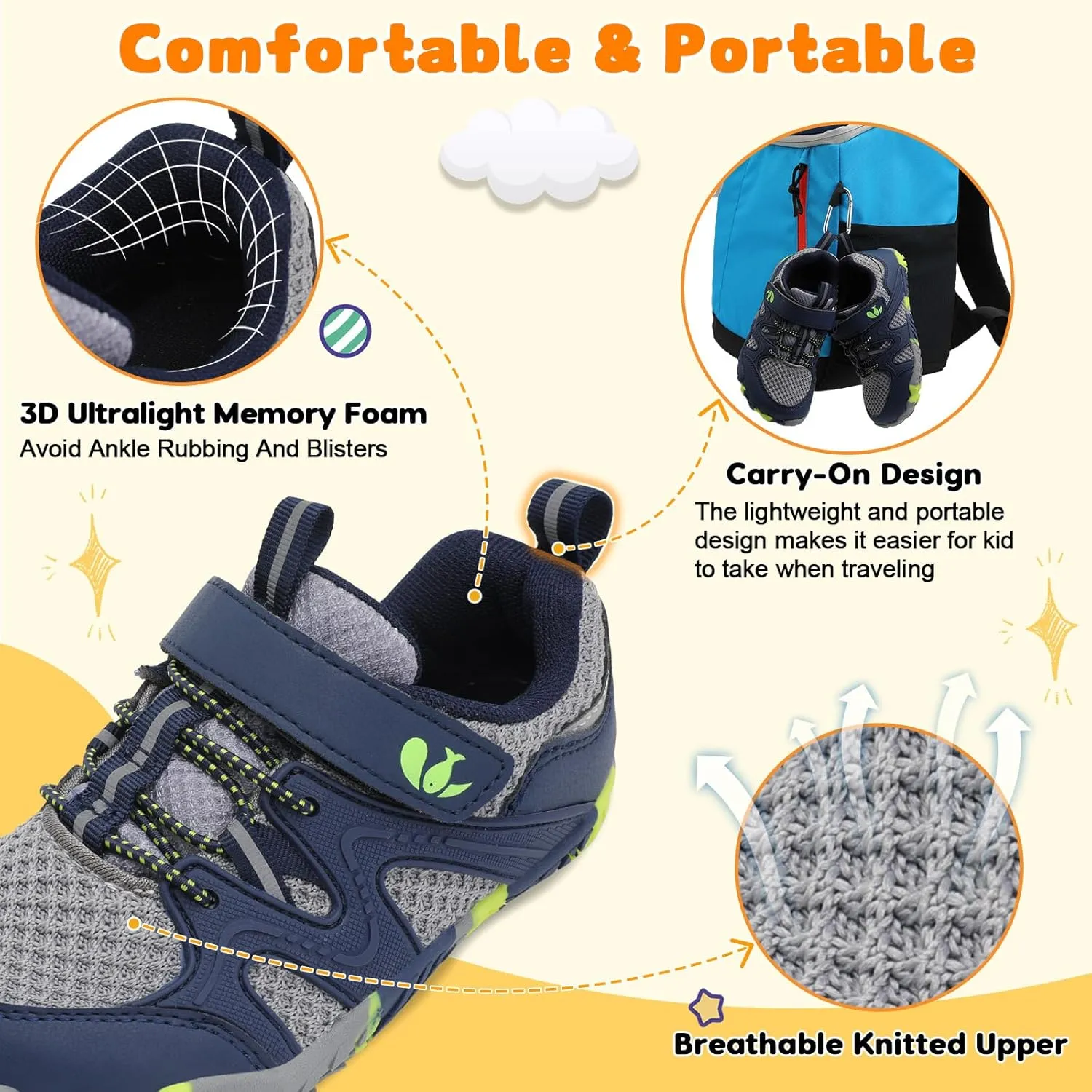 FEETCITY Kids Barefoot Shoes Boys Girls Sneakers Toddler Walking Shoes Kids Hiking Shoe Lightweight Outdoor Tennis Shoe