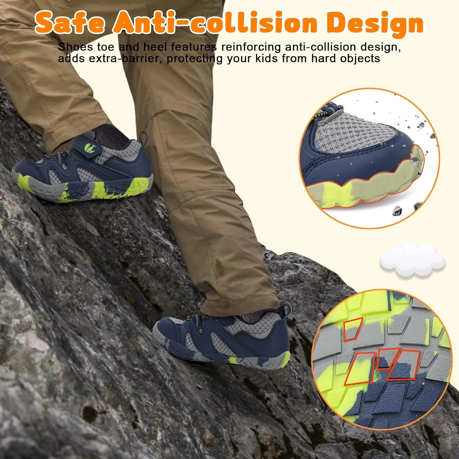 FEETCITY Kids Barefoot Shoes Boys Girls Sneakers Toddler Walking Shoes Kids Hiking Shoe Lightweight Outdoor Tennis Shoe