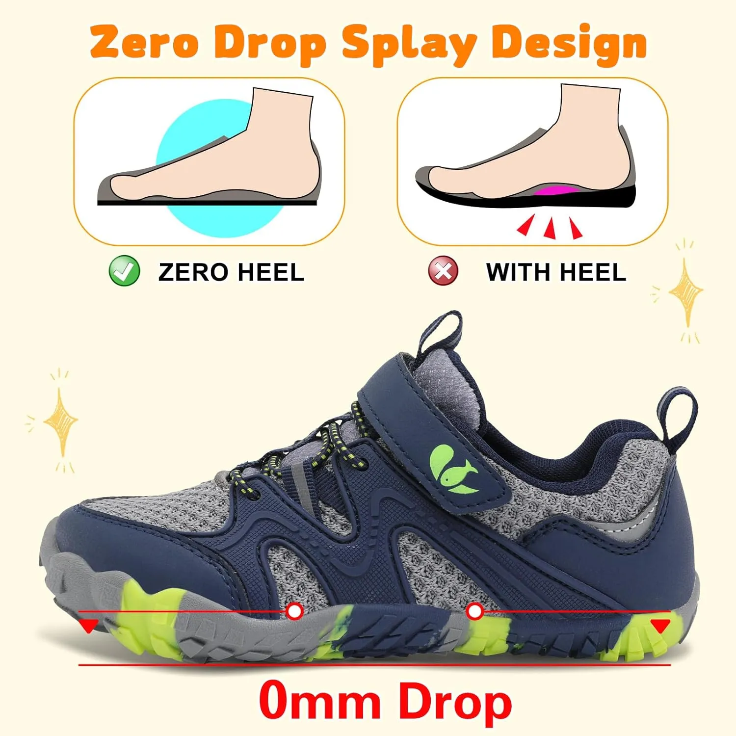 FEETCITY Kids Barefoot Shoes Boys Girls Sneakers Toddler Walking Shoes Kids Hiking Shoe Lightweight Outdoor Tennis Shoe