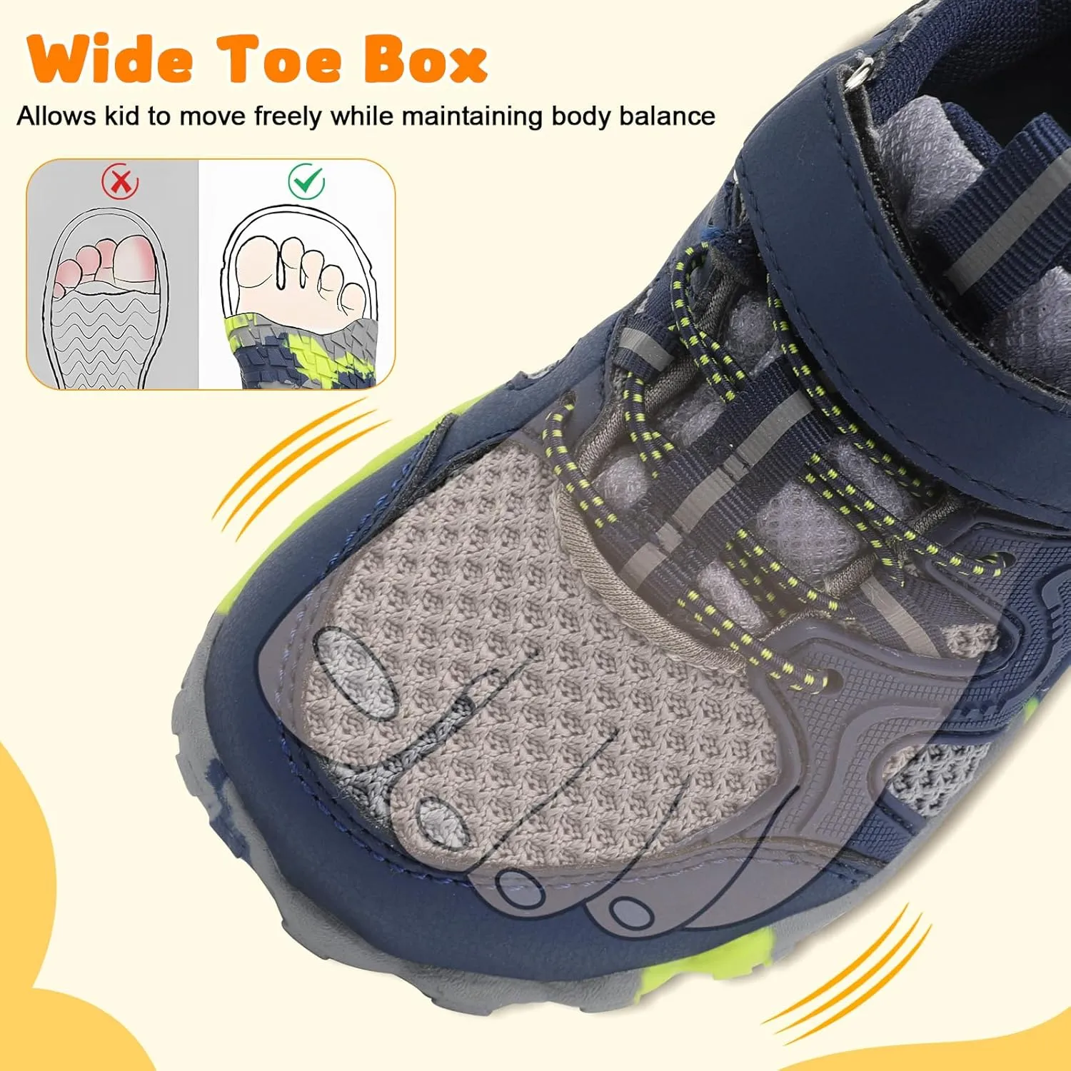 FEETCITY Kids Barefoot Shoes Boys Girls Sneakers Toddler Walking Shoes Kids Hiking Shoe Lightweight Outdoor Tennis Shoe