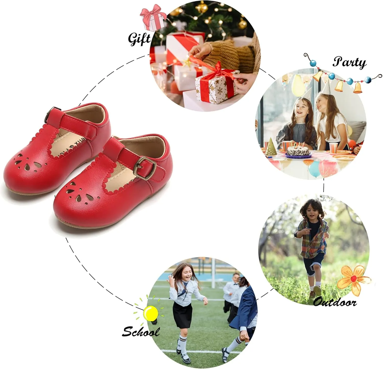 Felix & Flora Toddler Little Girl Flat Oxfords Dress Shoes - Mary Jane Princess for Girl Party School Shoes.