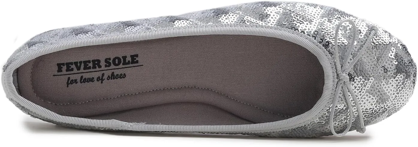 FEVERSOLE Women's Bling Soft Cushioned Comfort Flats Sparkle Party Ballets