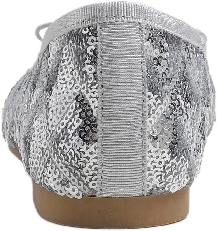 FEVERSOLE Women's Bling Soft Cushioned Comfort Flats Sparkle Party Ballets