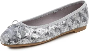 FEVERSOLE Women's Bling Soft Cushioned Comfort Flats Sparkle Party Ballets