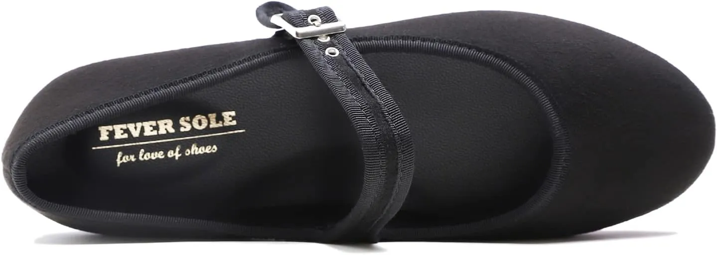 FEVERSOLE Women's Soft Cushion Extra Padded Comfort Round Toe Mary Jane Metal Buckle Fashion Ballet Flats Walking Shoes