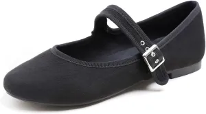 FEVERSOLE Women's Soft Cushion Extra Padded Comfort Round Toe Mary Jane Metal Buckle Fashion Ballet Flats Walking Shoes