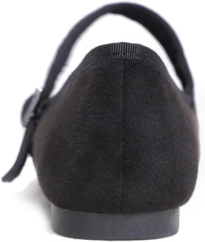FEVERSOLE Women's Soft Cushion Extra Padded Comfort Round Toe Mary Jane Metal Buckle Fashion Ballet Flats Walking Shoes