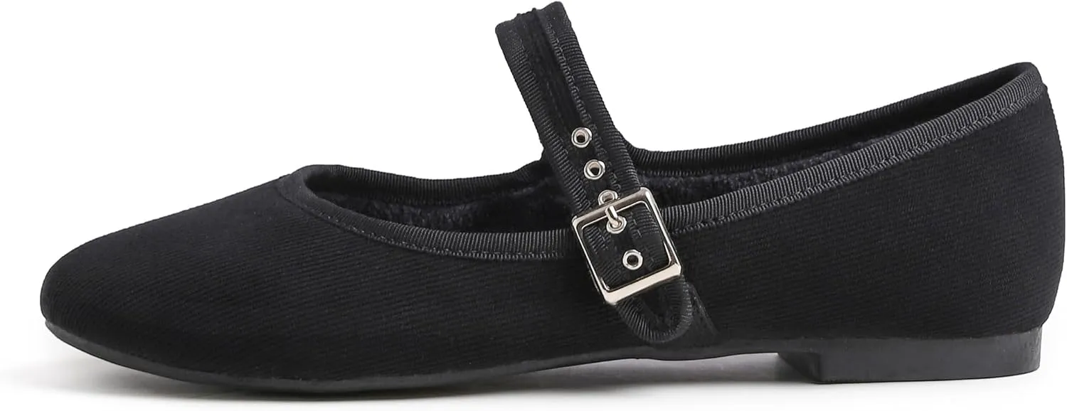 FEVERSOLE Women's Soft Cushion Extra Padded Comfort Round Toe Mary Jane Metal Buckle Fashion Ballet Flats Walking Shoes