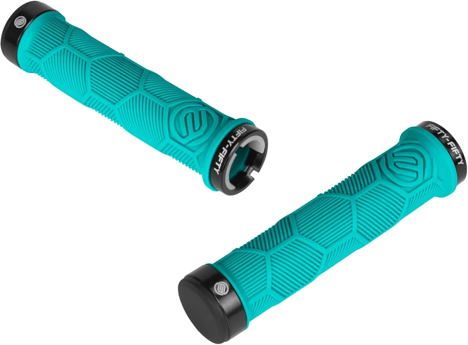 FIFTY-FIFTY Double Lock-On Mountain Bike Grips, Bicycle Handlebar Locking Grips, Non-Slip MTB Handle