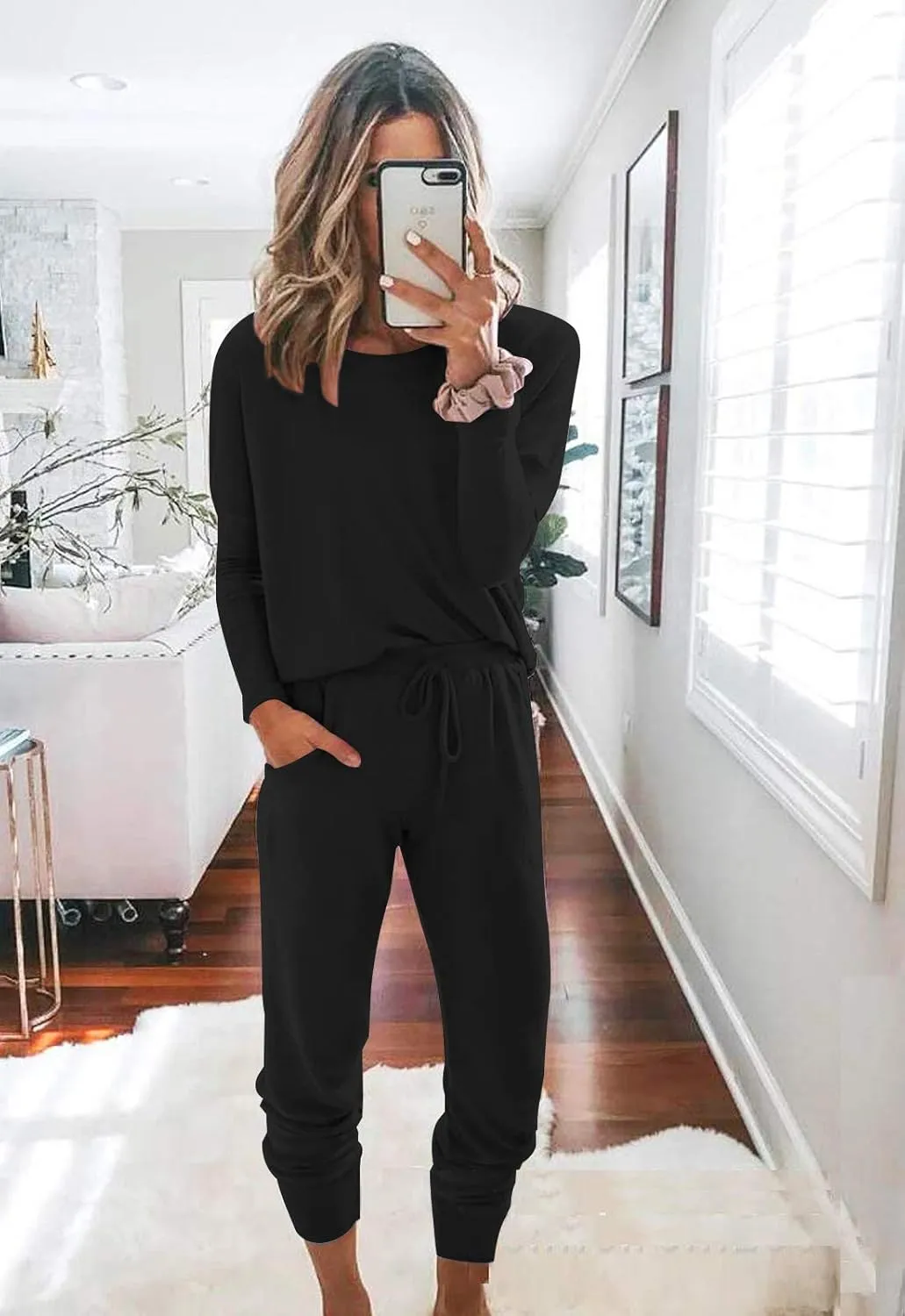 Fixmatti Women Casual 2 Piece Outfit Long Pant Set Sweatsuits Tracksuits