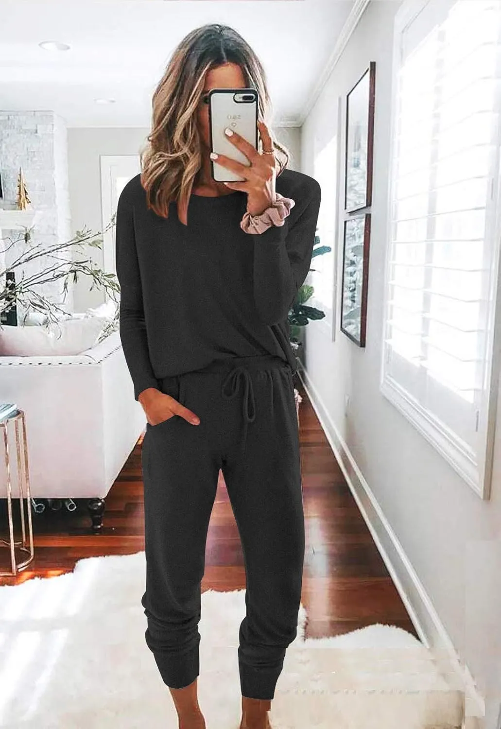 Fixmatti Women Casual 2 Piece Outfit Long Pant Set Sweatsuits Tracksuits