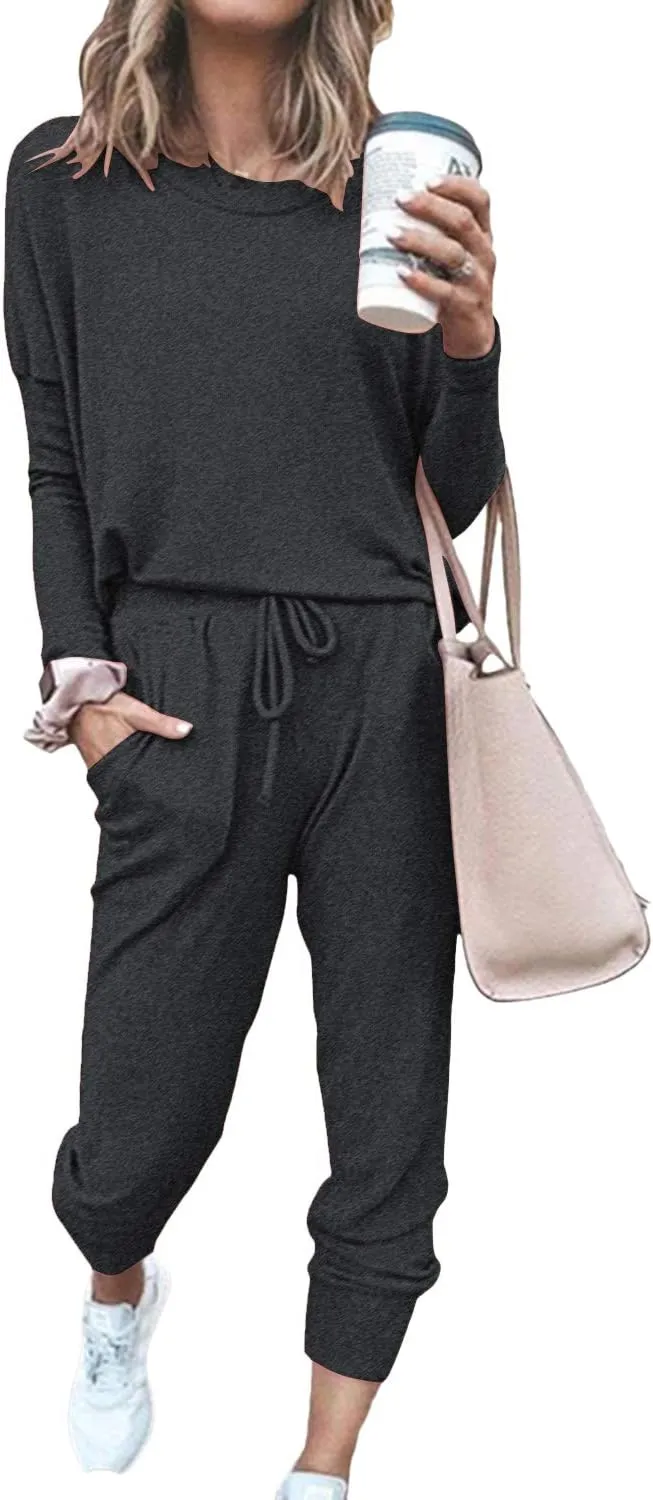 Fixmatti Women Casual 2 Piece Outfit Long Pant Set Sweatsuits Tracksuits