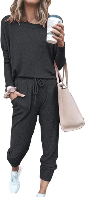 Fixmatti Women Casual 2 Piece Outfit Long Pant Set Sweatsuits Tracksuits