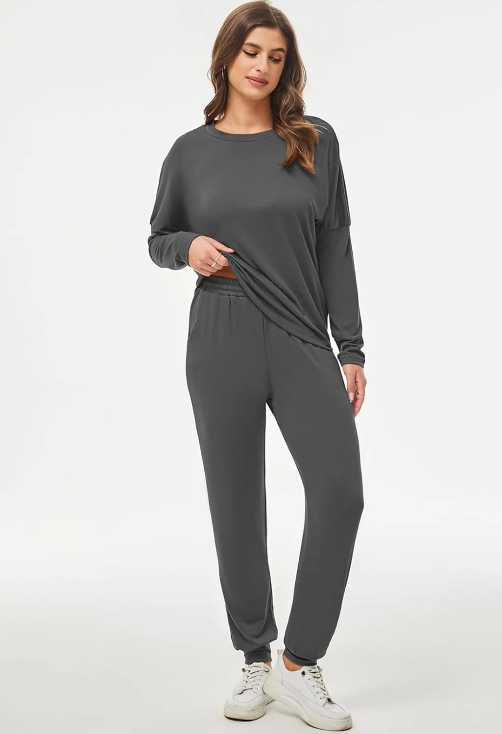 Fixmatti Women Casual 2 Piece Outfit Long Pant Set Sweatsuits Tracksuits