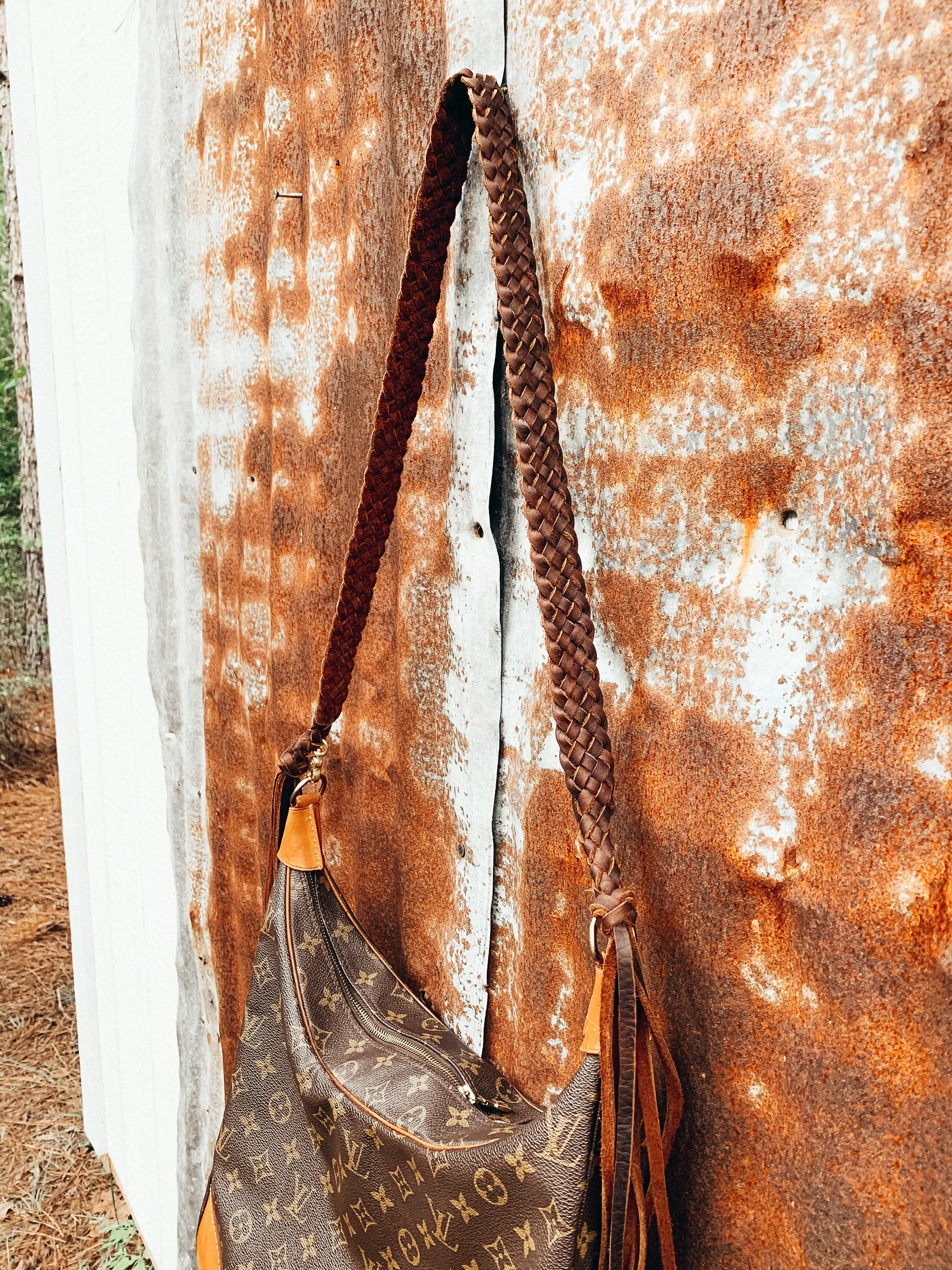 Flat braided crossbody strap