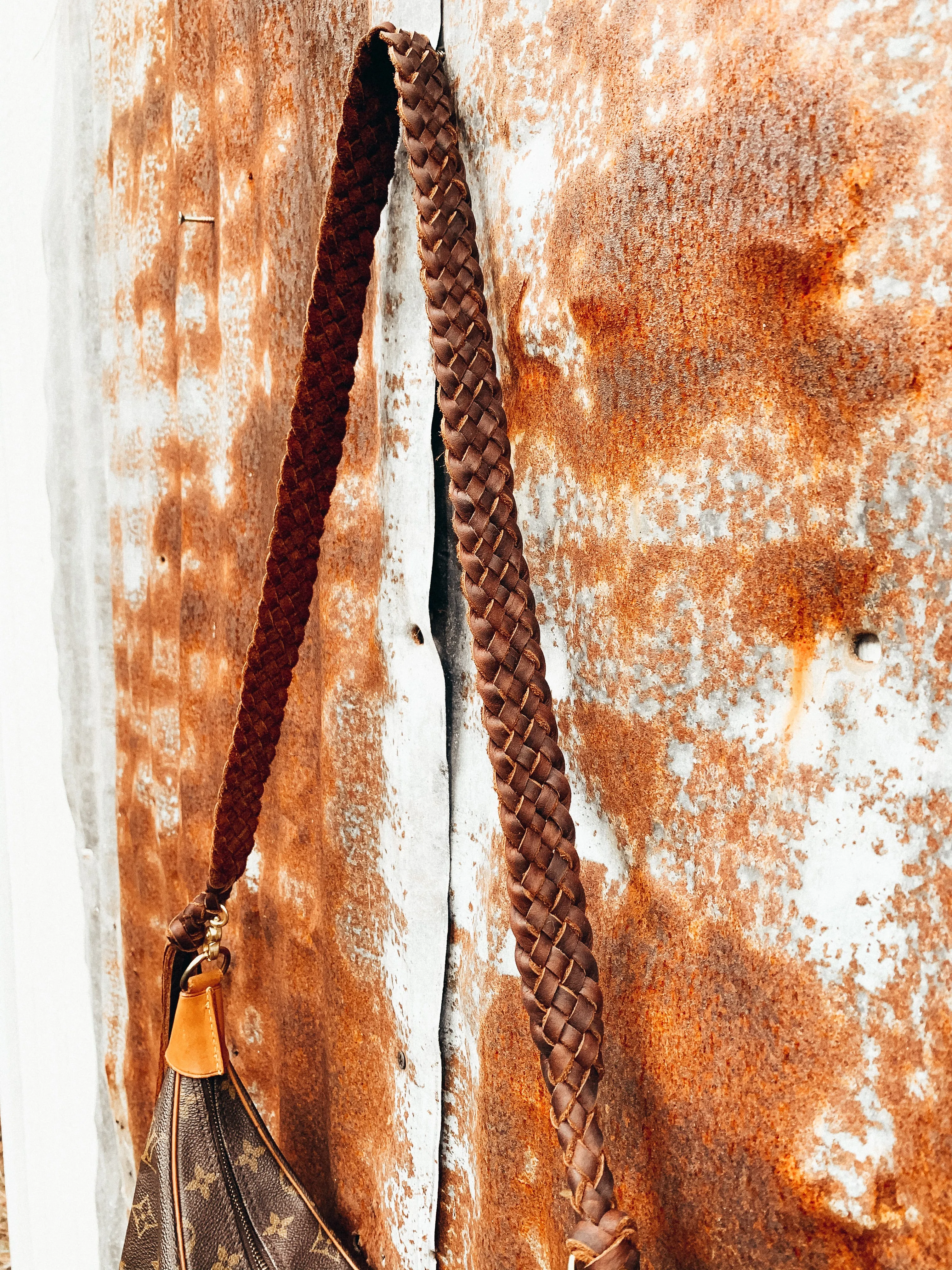Flat braided crossbody strap