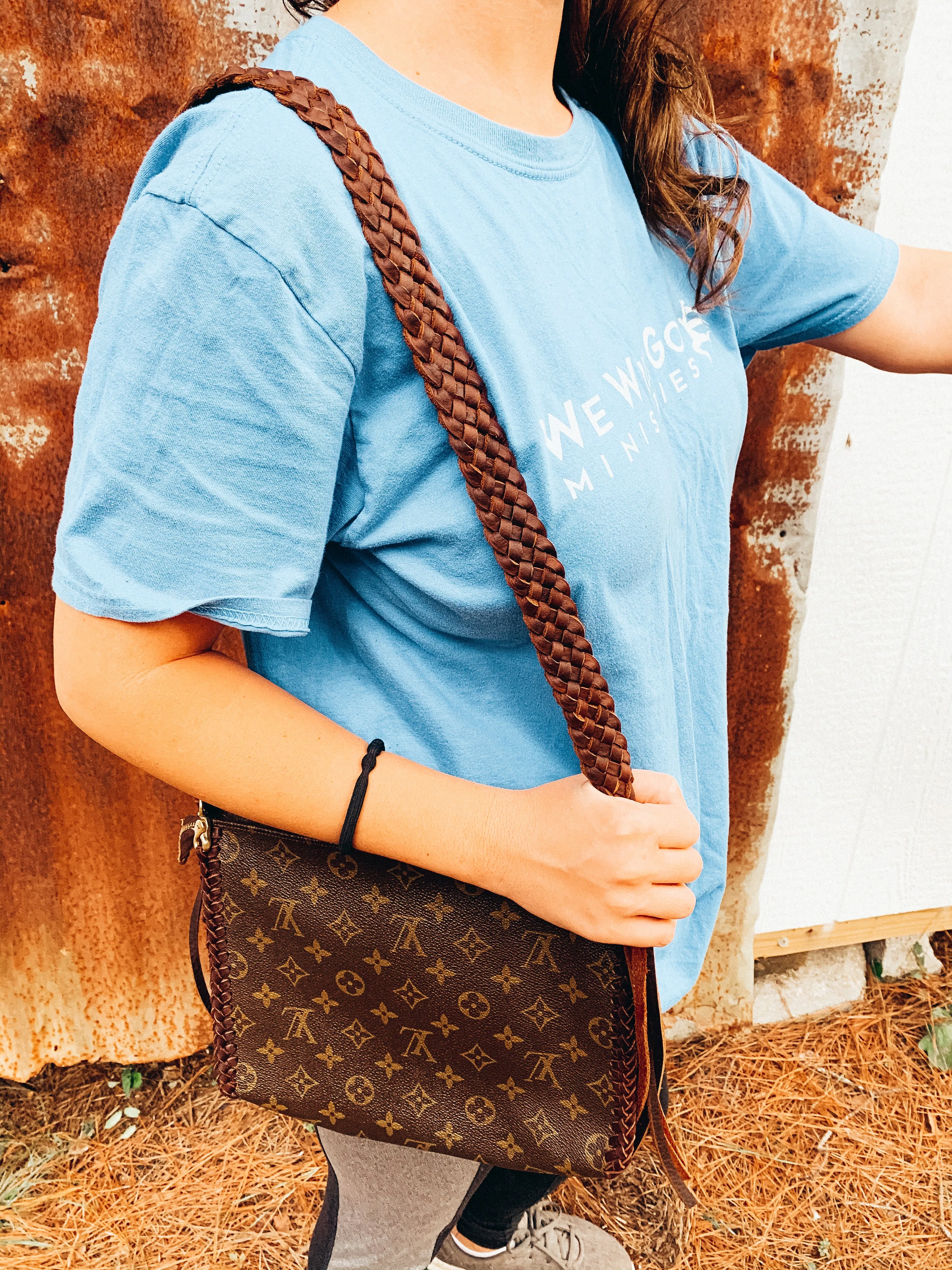 Flat braided crossbody strap