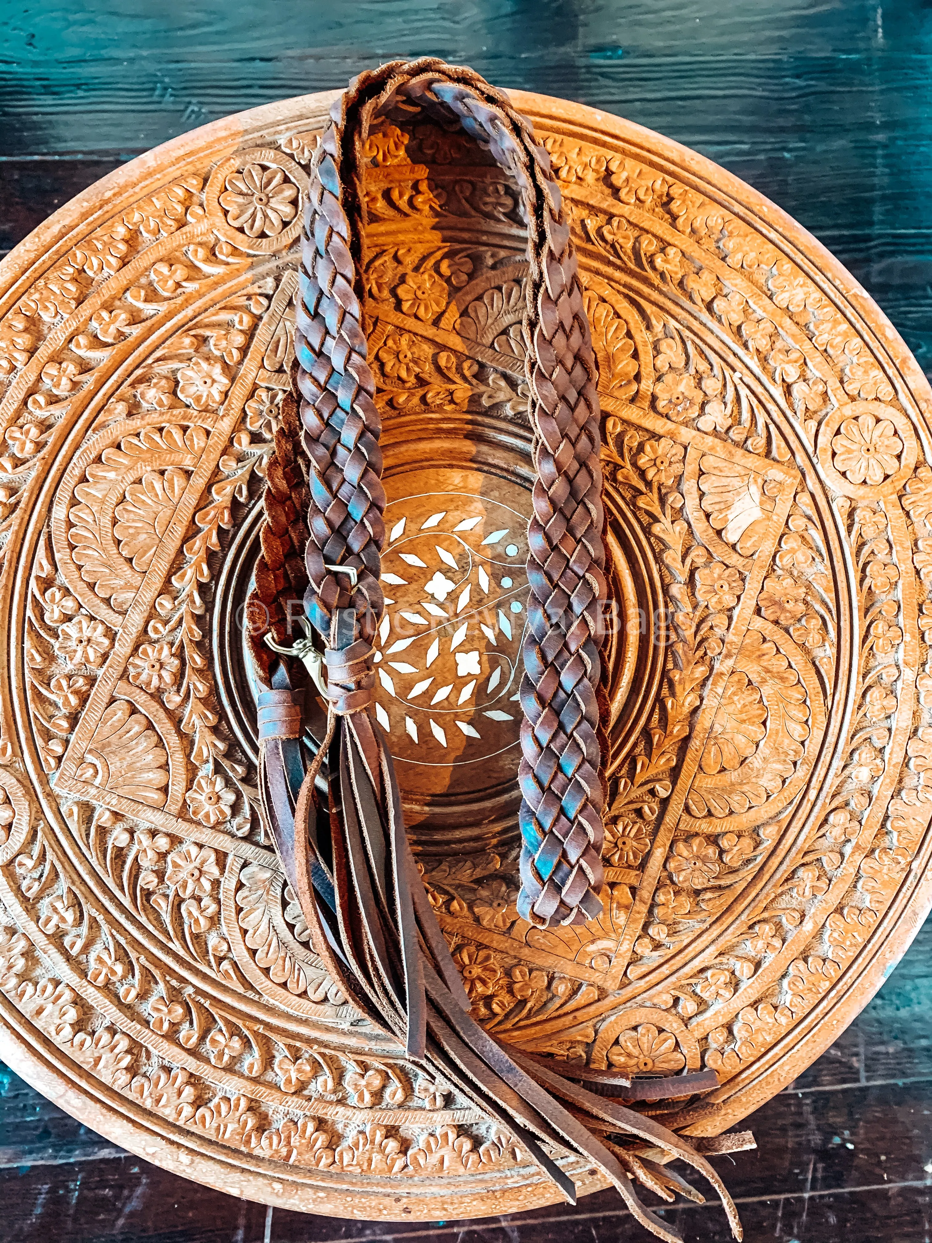 Flat braided crossbody strap