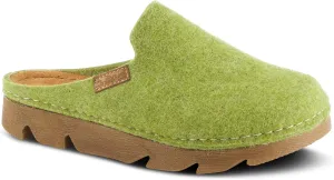 Flexus Spring Step Cloggish Platform Clogs for Women - Wool Felt Round Toe Slippers - Ladies Casual Shoes for Everyday Wear