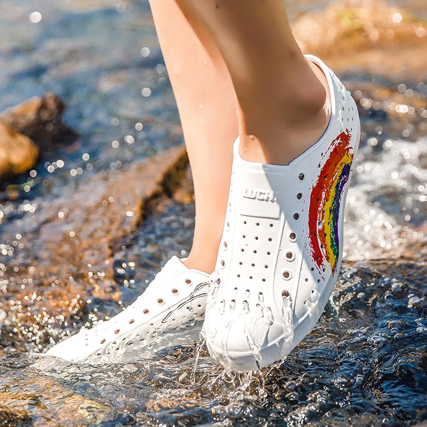 FLIOZY Colorful Printed Garden Clogs for Women, Lightweight Breathable Slip-On Shoes, Waterproof & Non-Slip, Fun Patterned Casual Footwear for Outdoor, Beach, and Everyday Wear