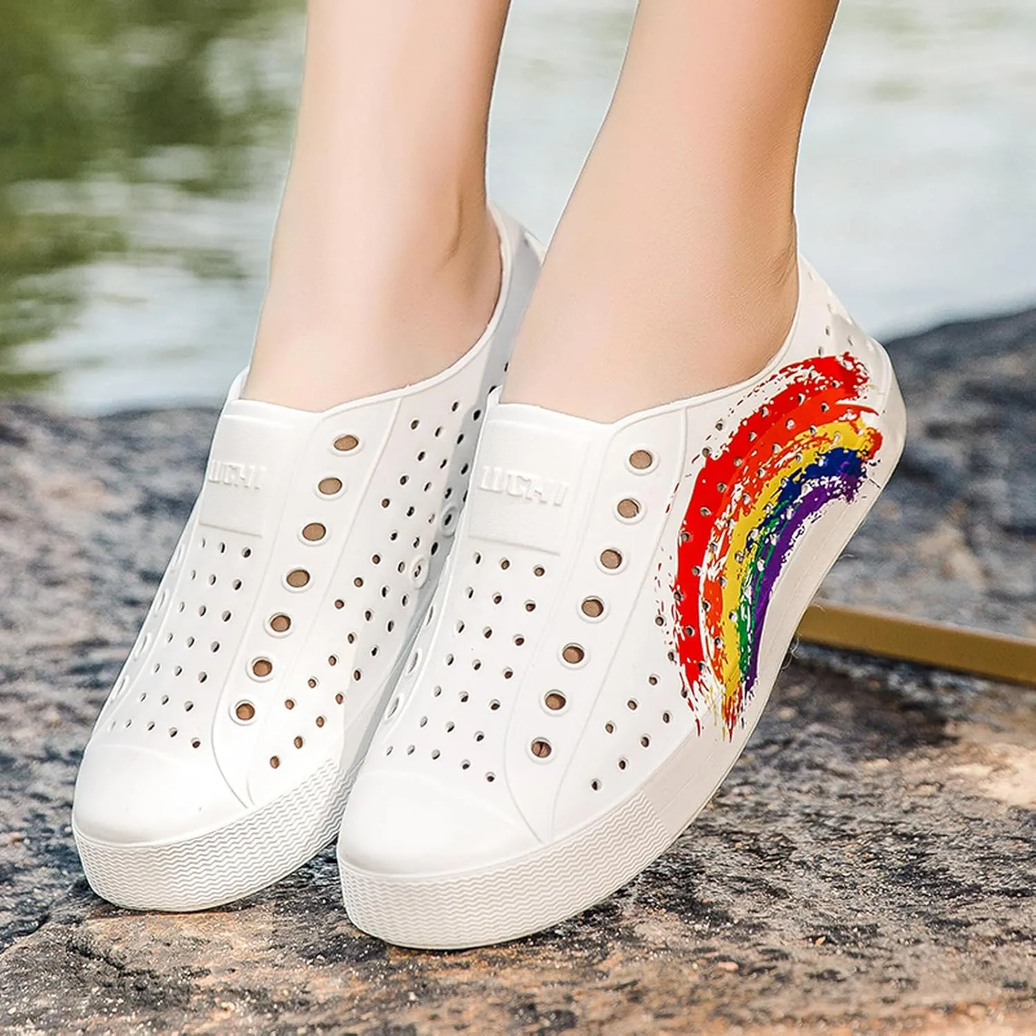 FLIOZY Colorful Printed Garden Clogs for Women, Lightweight Breathable Slip-On Shoes, Waterproof & Non-Slip, Fun Patterned Casual Footwear for Outdoor, Beach, and Everyday Wear