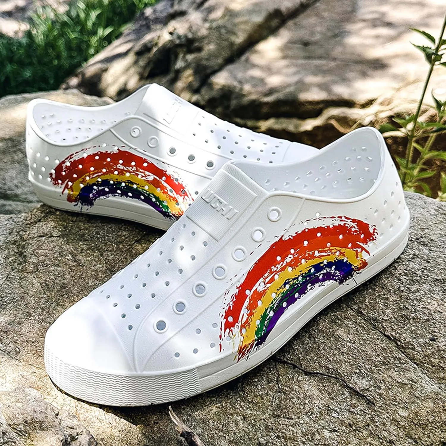 FLIOZY Colorful Printed Garden Clogs for Women, Lightweight Breathable Slip-On Shoes, Waterproof & Non-Slip, Fun Patterned Casual Footwear for Outdoor, Beach, and Everyday Wear