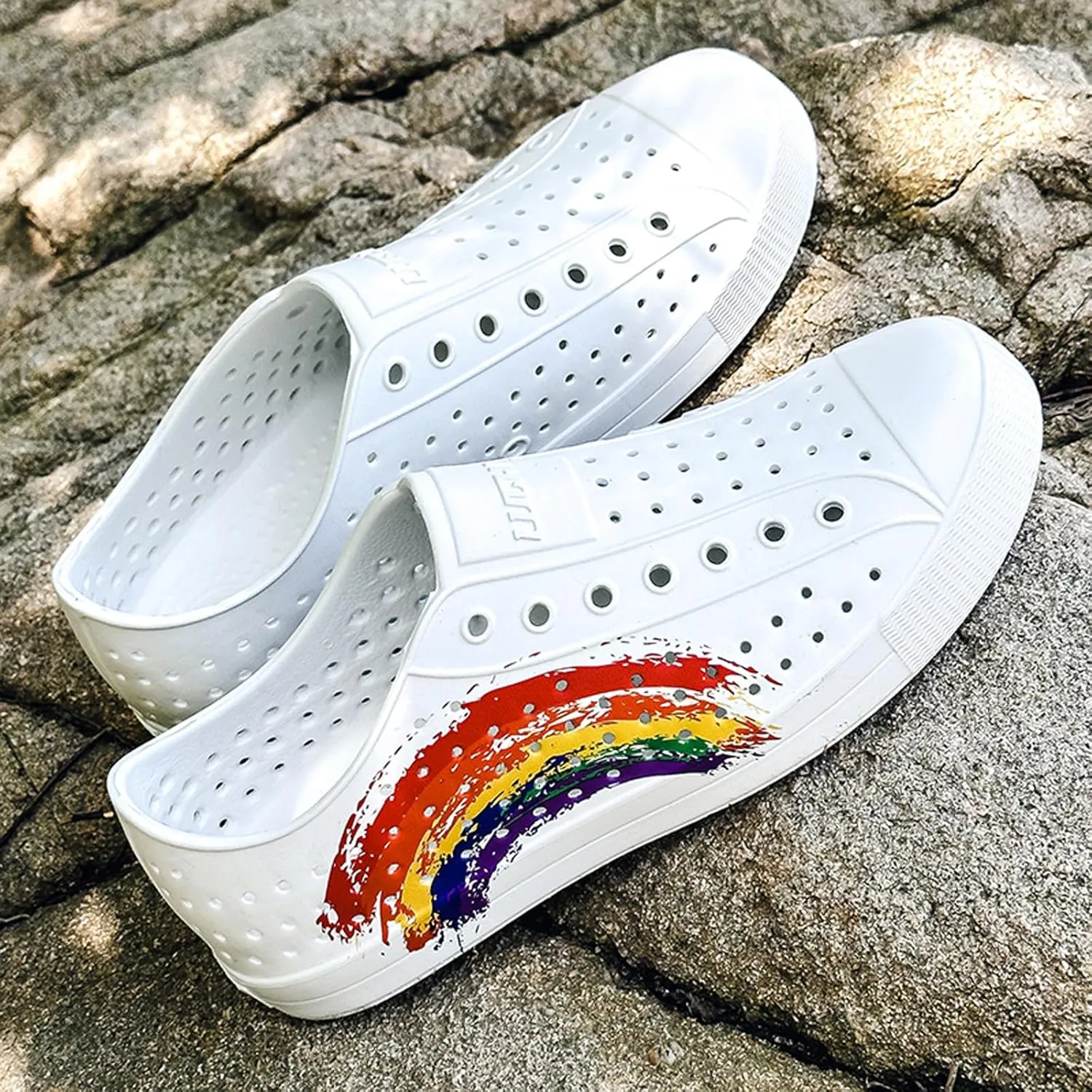 FLIOZY Colorful Printed Garden Clogs for Women, Lightweight Breathable Slip-On Shoes, Waterproof & Non-Slip, Fun Patterned Casual Footwear for Outdoor, Beach, and Everyday Wear