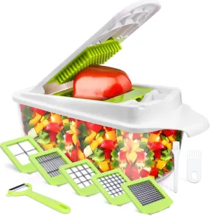 Food Dicer Chopper 5 Blades, Onion Dicer Chopper, Fruit and Veggie and Vegetable Chopper, Light Green