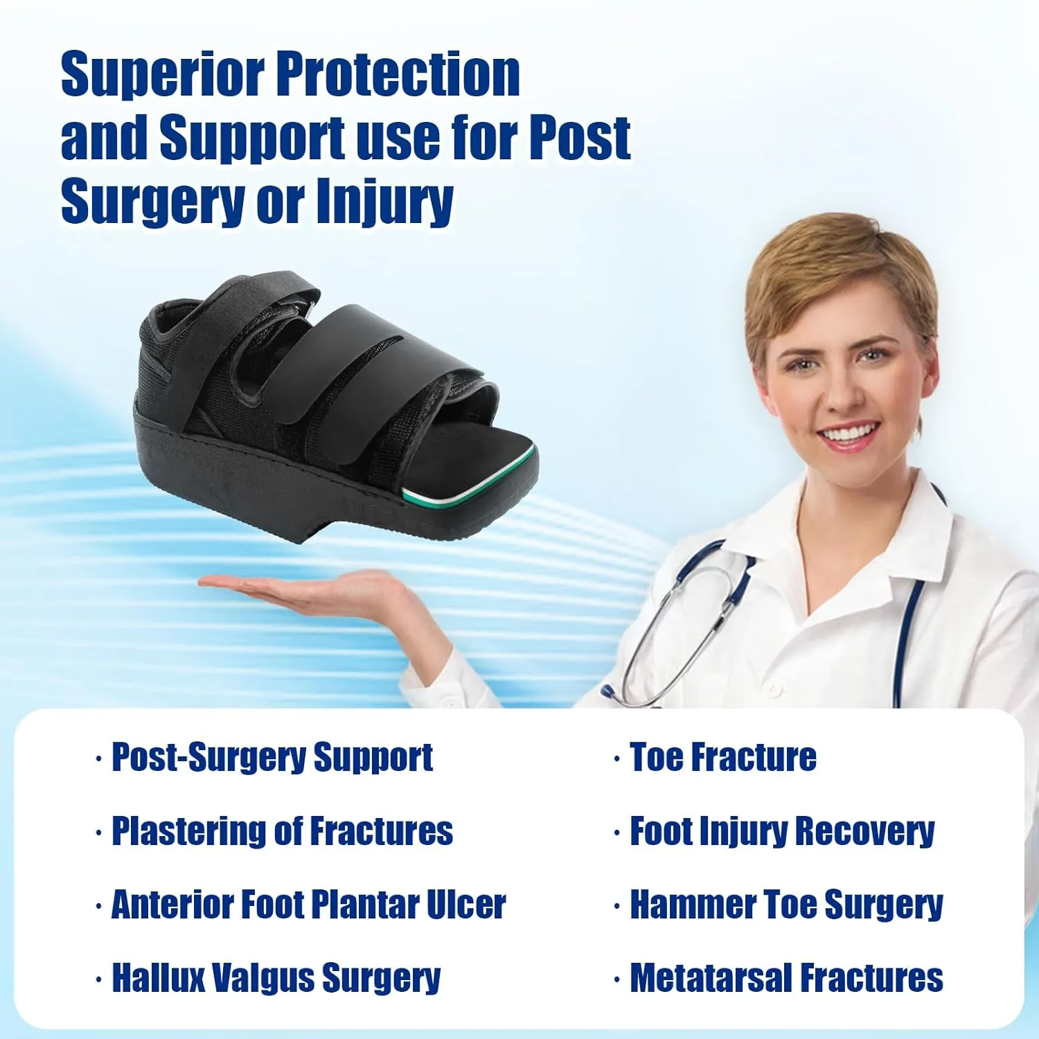 Forefoot Offloading Post Op Shoe-Wedge Post Op Shoe Ortho Wedge Healing Shoes - Offloading Shoes with Peg Assist Insole for Broken Toe, Bunion, Hammer toe, Diabetic Foot Ulcer, L