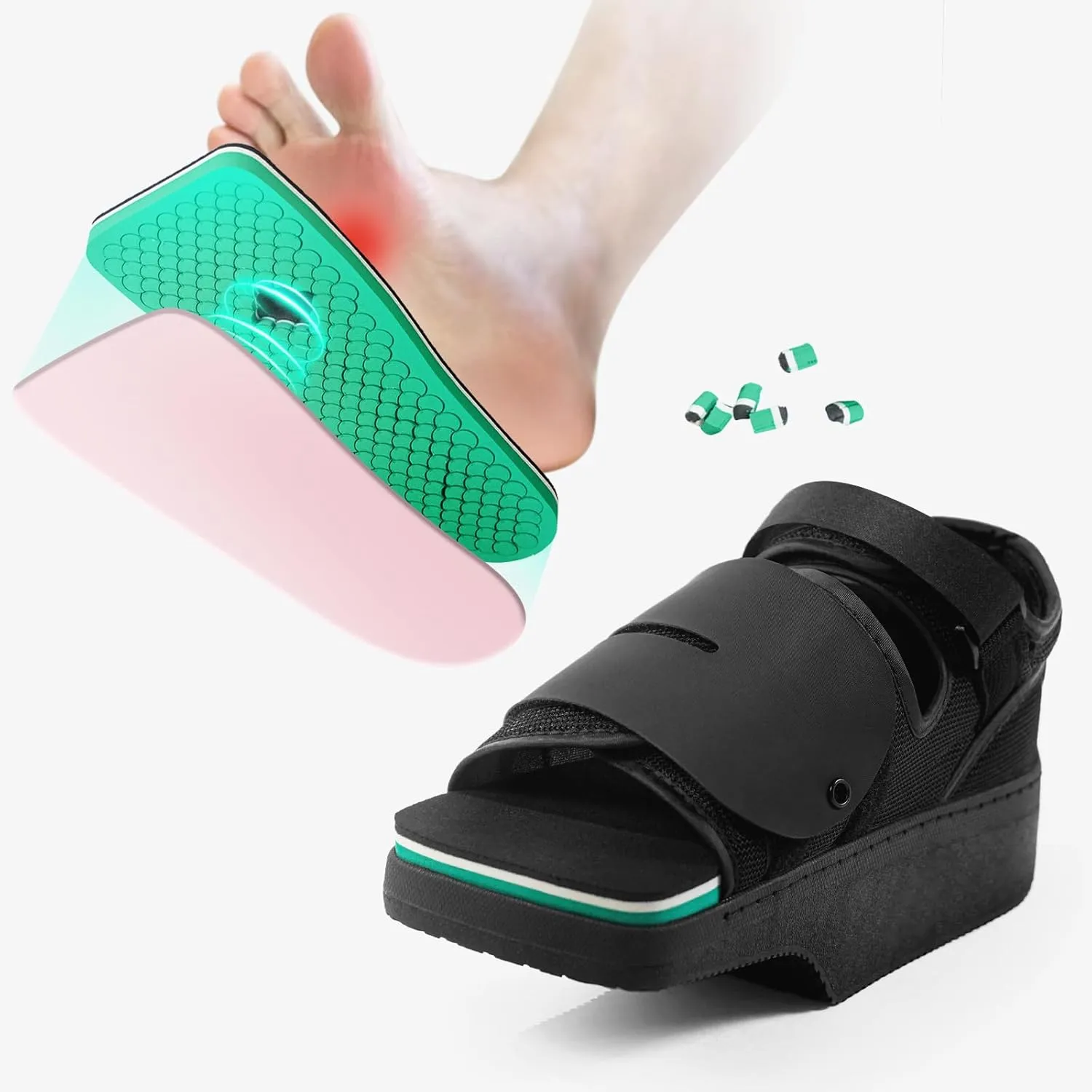 Forefoot Offloading Post Op Shoe-Wedge Post Op Shoe Ortho Wedge Healing Shoes - Offloading Shoes with Peg Assist Insole for Broken Toe, Bunion, Hammer toe, Diabetic Foot Ulcer, L