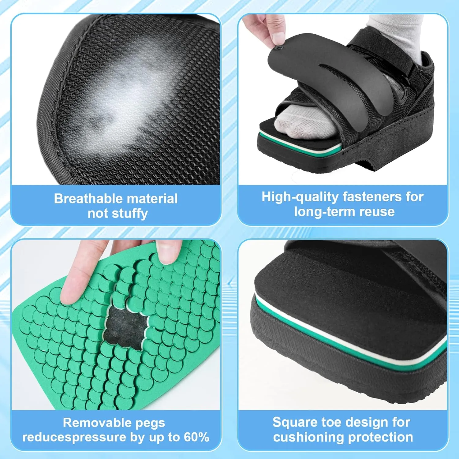 Forefoot Offloading Post Op Shoe-Wedge Post Op Shoe Ortho Wedge Healing Shoes - Offloading Shoes with Peg Assist Insole for Broken Toe, Bunion, Hammer toe, Diabetic Foot Ulcer, L