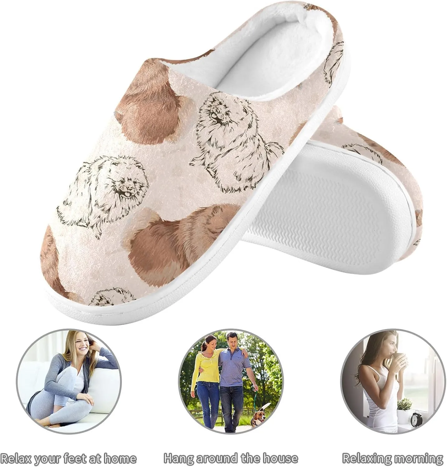GAIGEO Women Slippers Chic Love Stripe Black White, Memory Foam Slippers Men for Indoor Bedroom, Warm Winter House Shoes