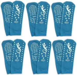 GBM Geckos - Plush Double Tread Non-Slip Safety Socks 6-PACK (Light Blue, Children's)
